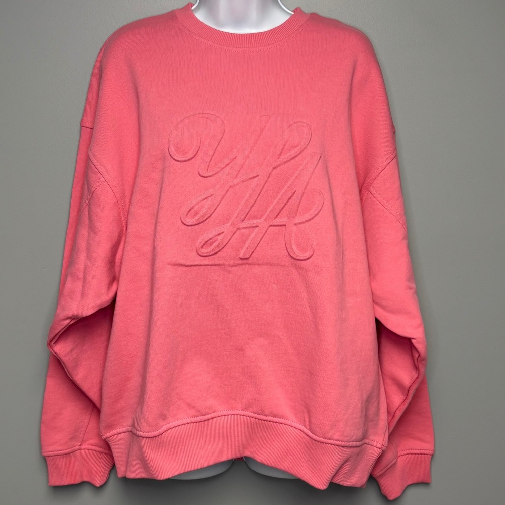 YoungLA W5192 Rose Pink Embossed Emblem Ovesized Streetwear Sweatshirt Womens M